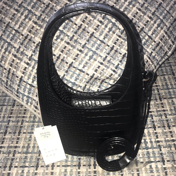 a new day Handbags - Black Alligator Print Structured Mini Crescent Tote Handbag from A New Day™.